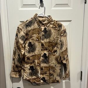 Boys Morgan Creek Hunting Lab Duck Camo shirt Medium 10/12 Like new